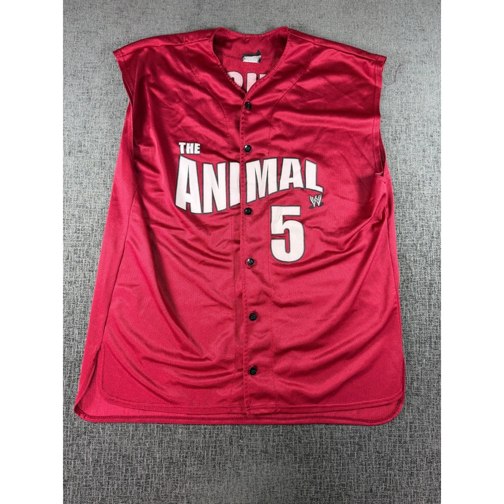 WWE Batista The Animal Sleeveless Baseball Jersey Red Mesh Wrestling Shirt Mens
